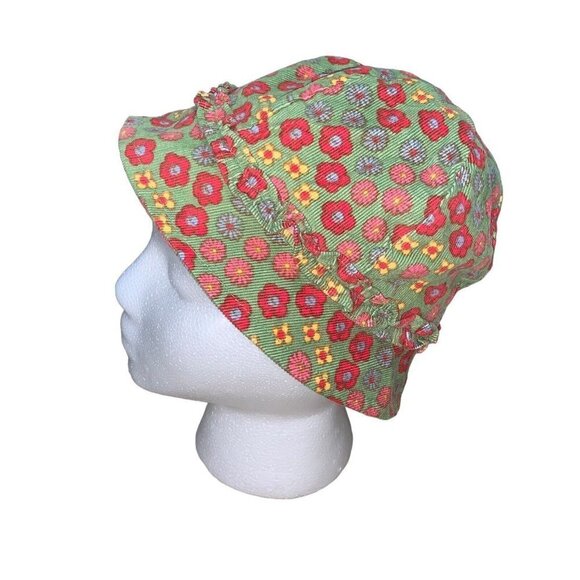 Agabang Toddler L Large Bucket Hat Corduroy Floral Print Ruffled Accents NWT - Picture 2 of 5